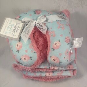 le bebe FAVORITE Floral Baby Blanket and Neck Pillow Set, Floral, Girl Gift